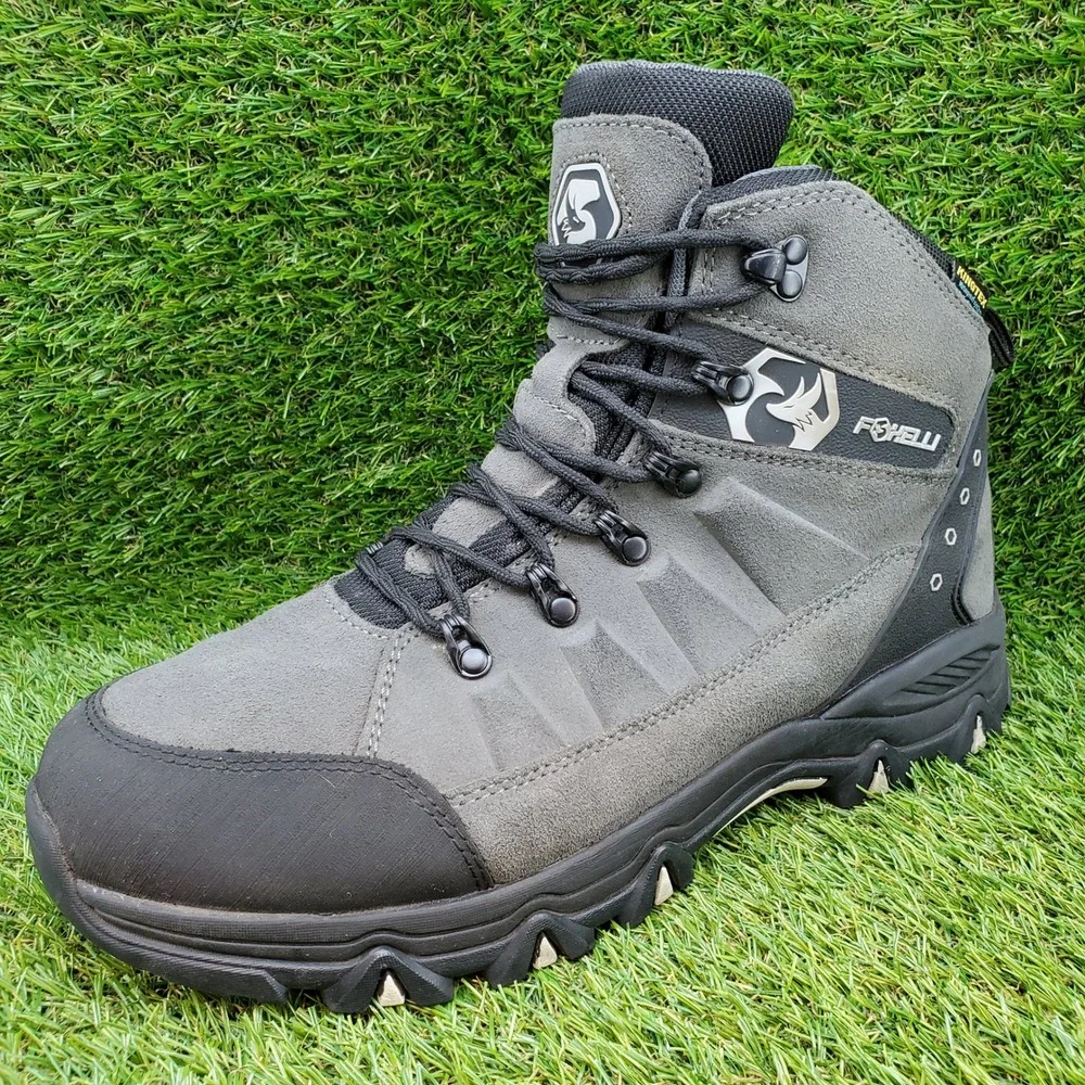 Foxelli 13939M SIZE 10 WIDE Men's Waterproof Hiking Boots Suede Gray